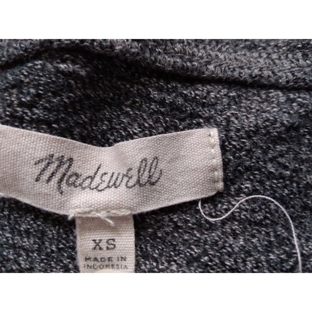 Madewell Women Size XS Oversized Hoodie Sweatshirt Cropped 3/4 Sleeve Gray - Picture 6 of 10